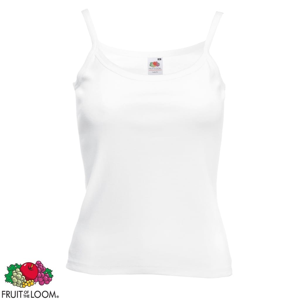 5 Fruit of the Loom Ladies Spaghetti Strap Top Cotton White XS